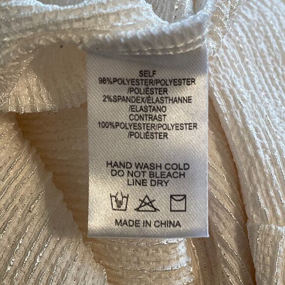 Sundays in Brooklyn Puff-Sleeve Top Womens Medium Ivory Bow-Back V-Neck Anthro - Picture 7 of 9